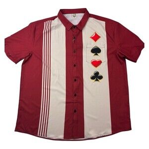 Hardaddy Men’s XL Hawaiian Spade Heart Diamond‎ Club Signs Cards Button Up NEW